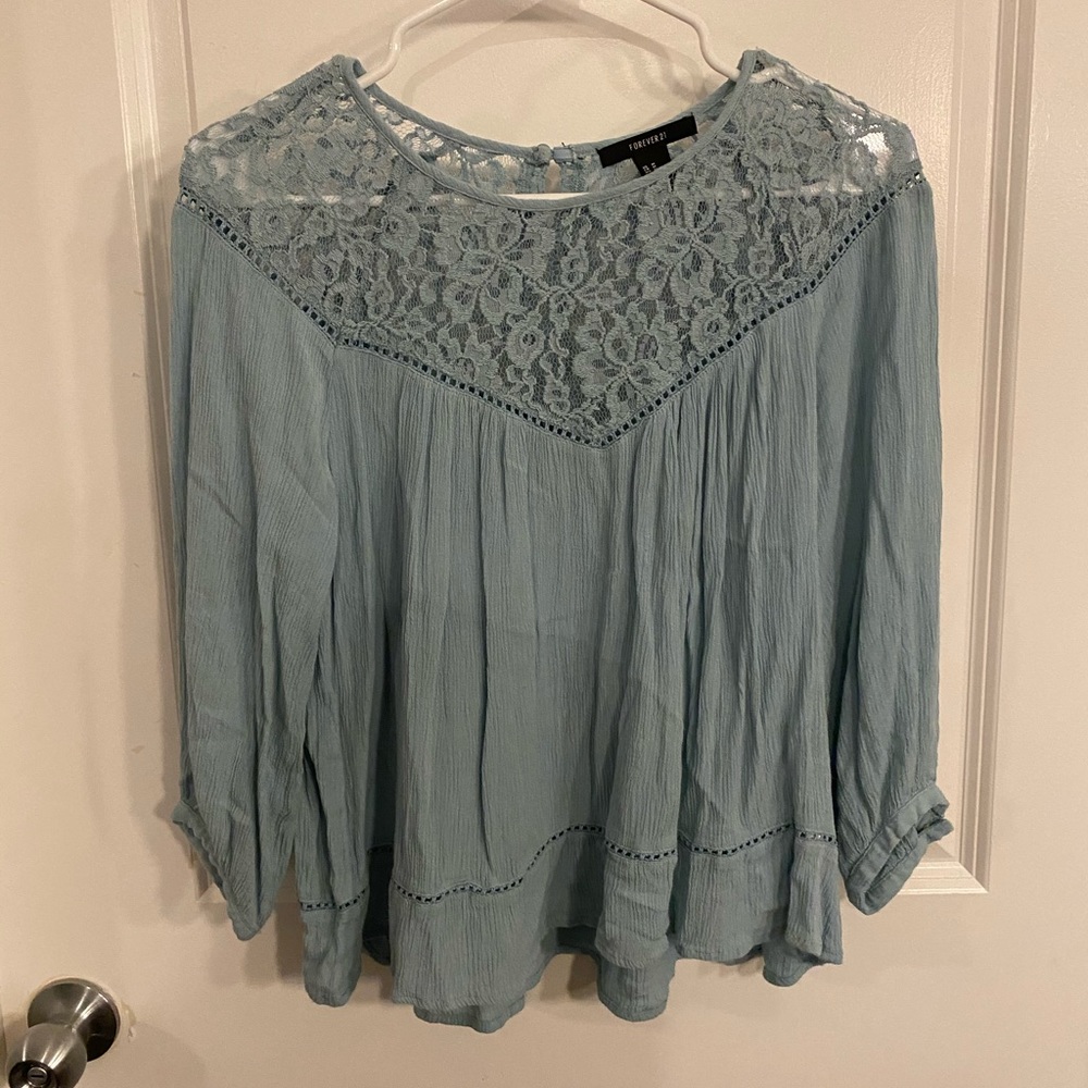 Forever 21 flowy shirt light blue